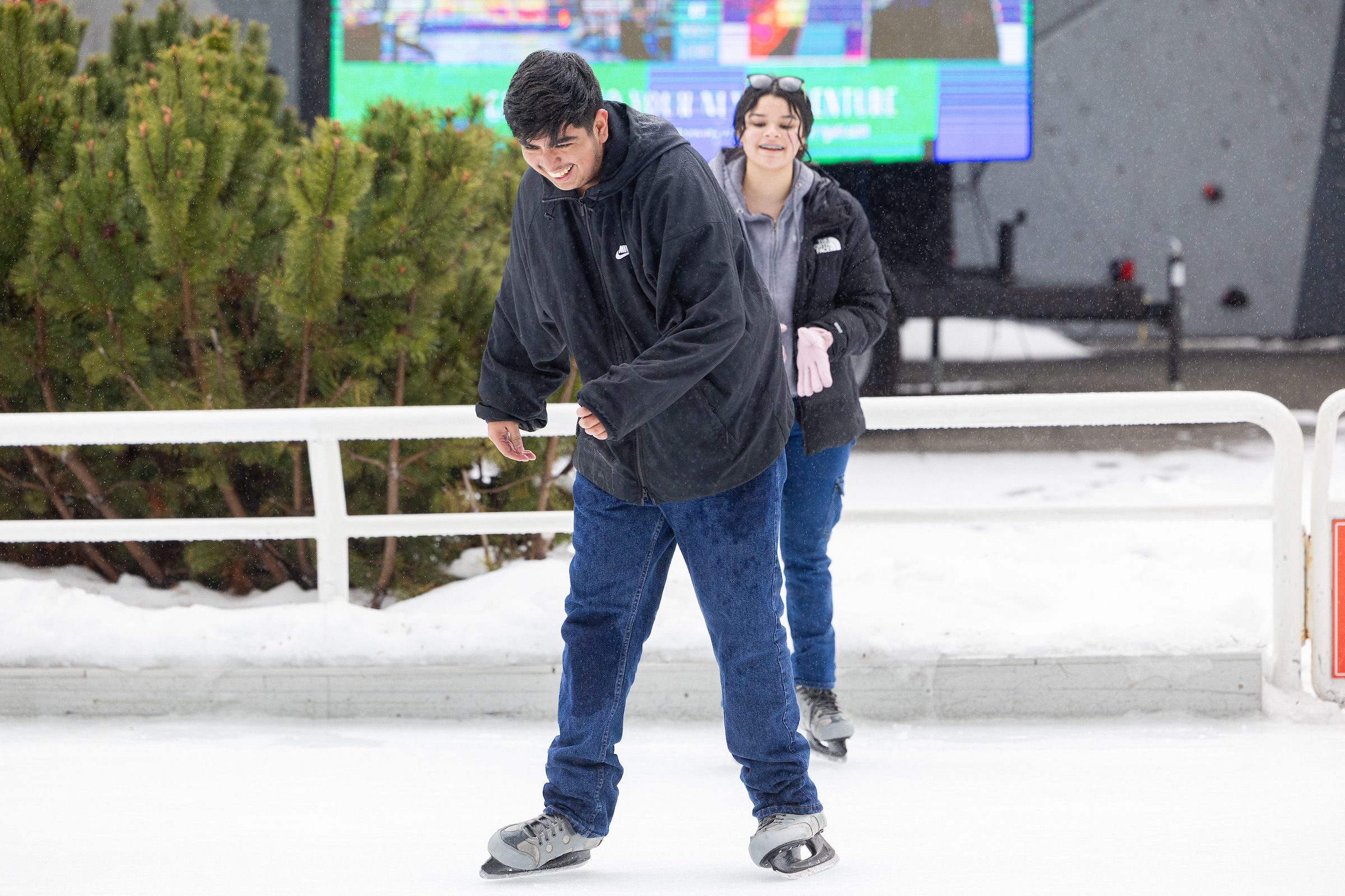 Arrupe College students and staff skate around Maggie Daley Park on January 24, 2024. (Photo: Lukas Keapproth)