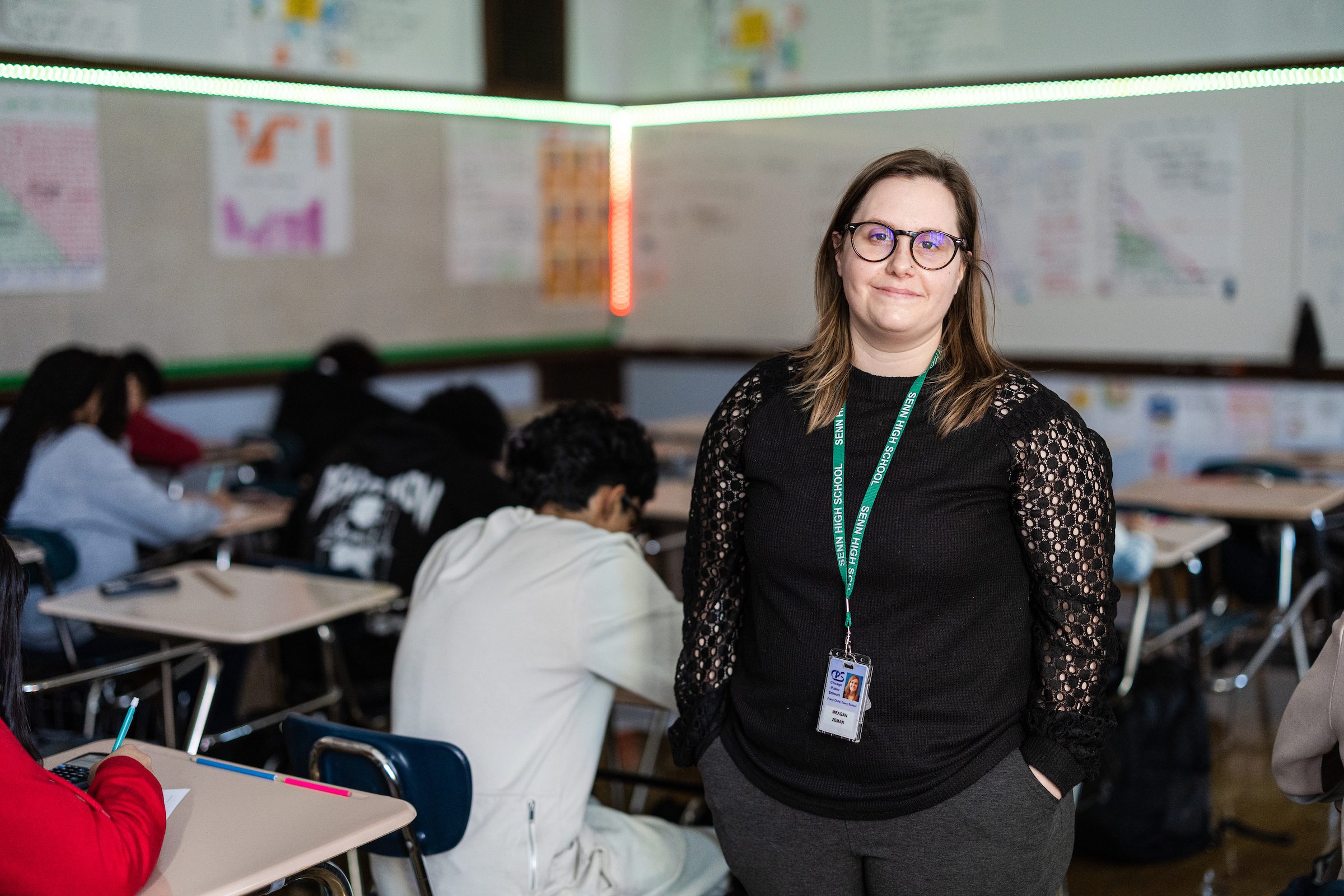Loyola University Chicago School of Education alumnae Megan Zeman teaches at Senn High School in Edgewater. (Photo: Lukas Keapproth)