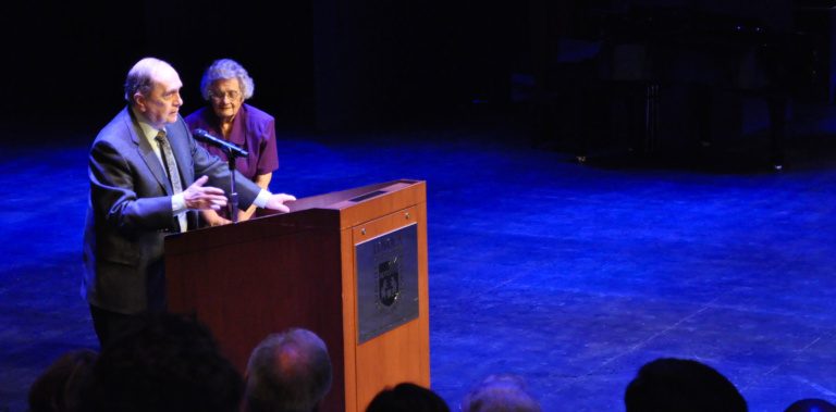 Bob Newhart speaks at Loyola at the Newhart Family Theater dedication on Saturday, October 13, 2012.