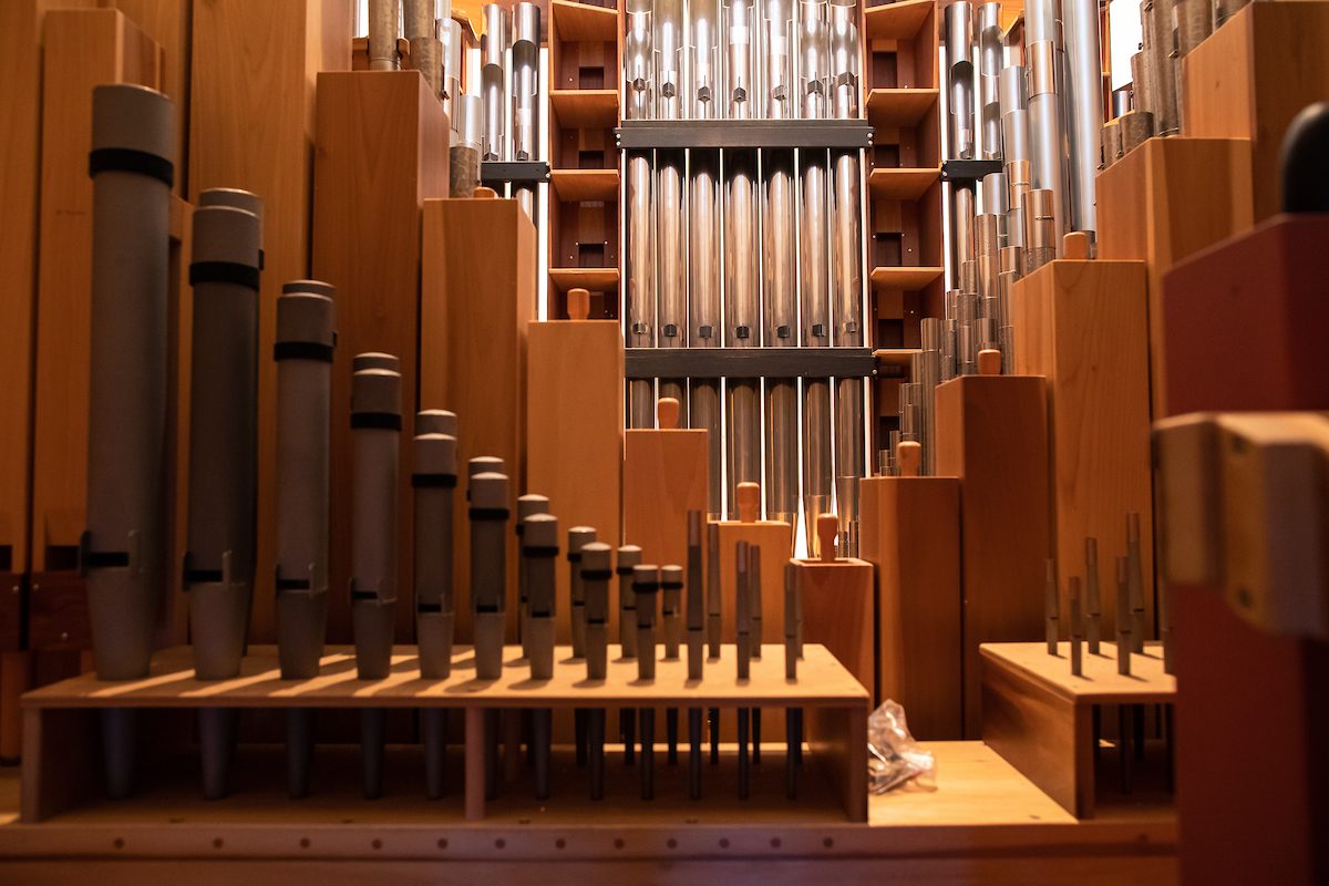 Organ pipes in the Madonna Della Strada Chapel. (Photo by: Lukas Keapproth)