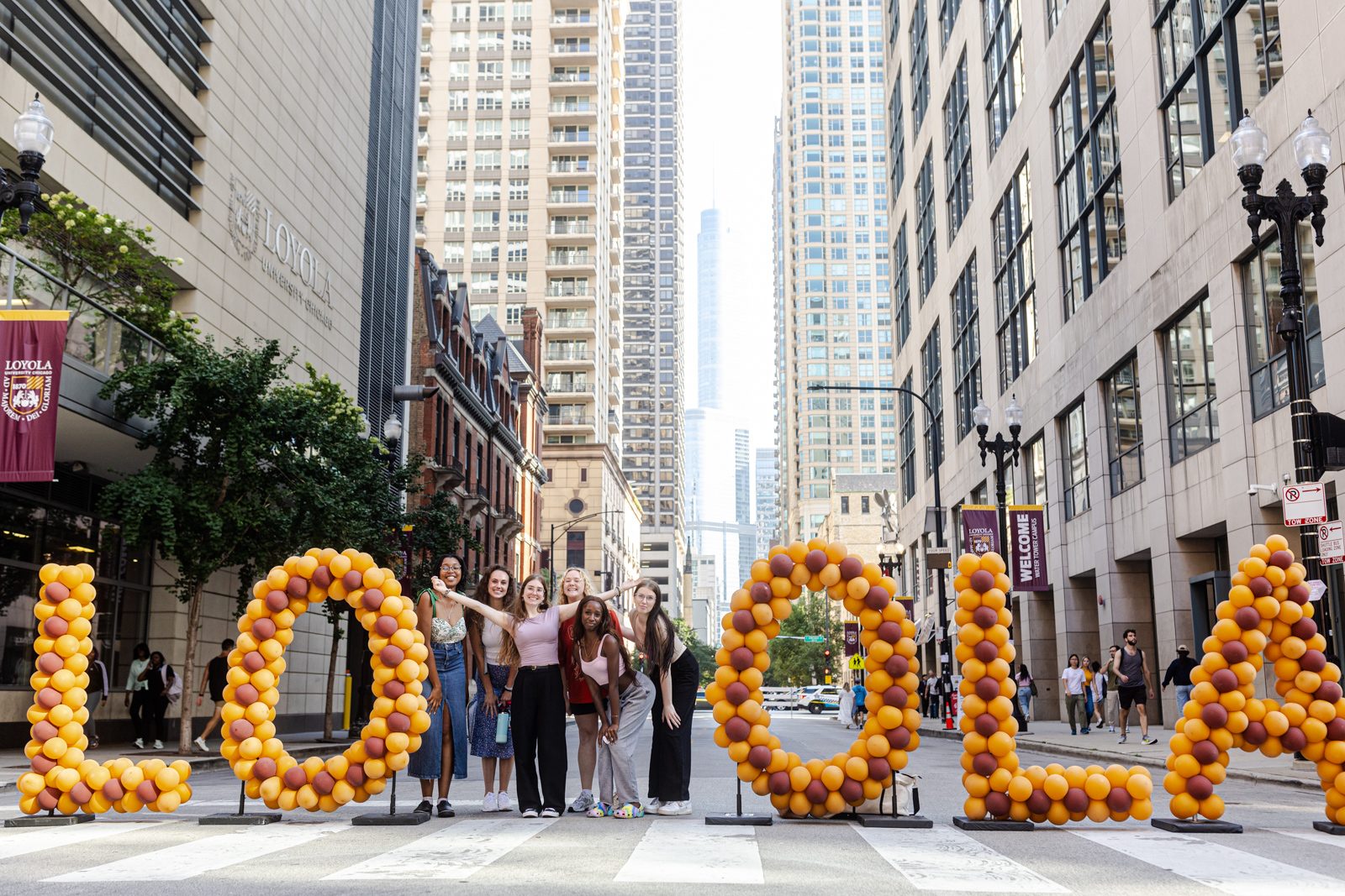 The Loyola University Chicago community gathers for the annual Water Tower Campus Block Party to kick off the fall semester, August 29, 2024. (Photo by: Lukas Keapproth)