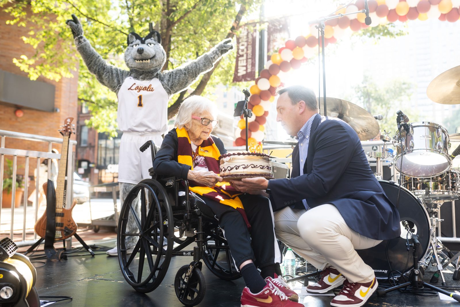 The Loyola University Chicago community gathers for the annual Water Tower Campus Block Party to kick off the fall semester, August 29, 2024. (Photo by: Lukas Keapproth)