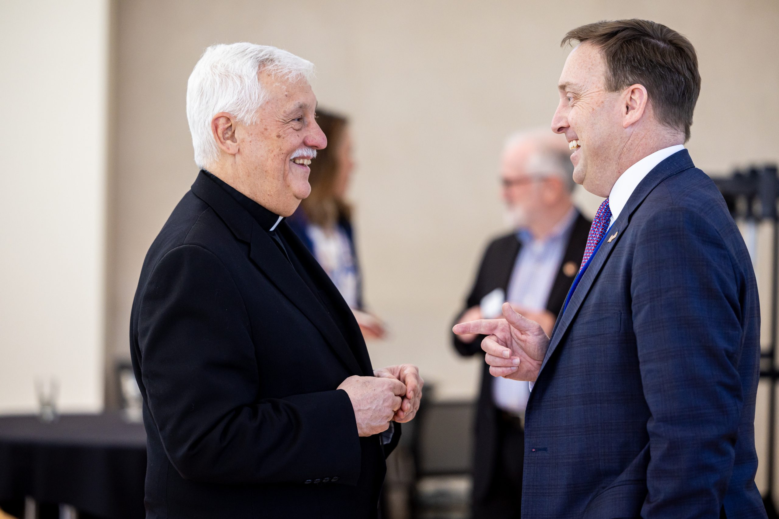 President Mark C. Reed meets with Father General Arturo Sosa during an official visit to Loyola University Chicago, April 13, 2024. (Photo by: Lukas Keapproth)