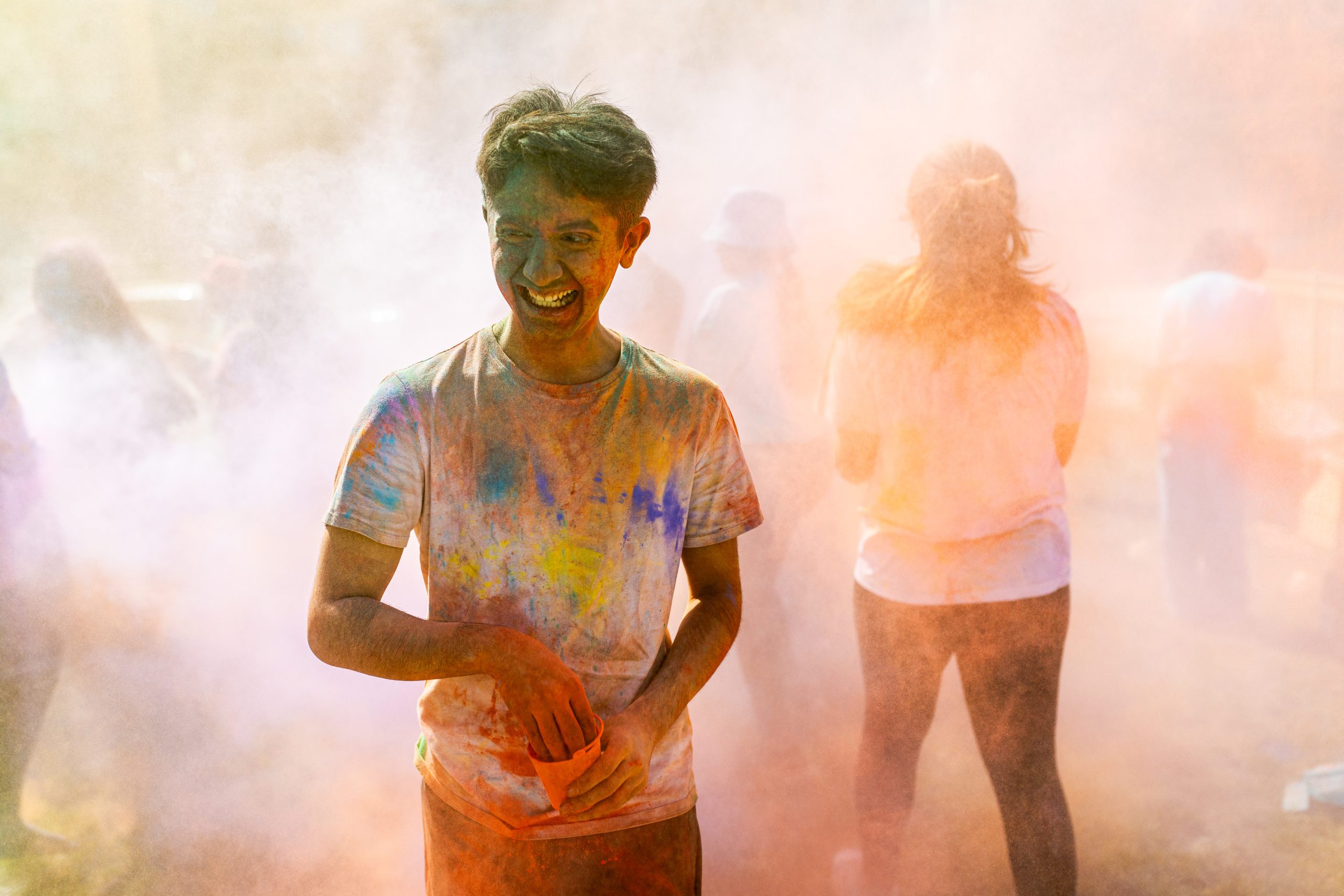The Hindu Student Association hosts the annual Holi celebration in the Winthrop Play Lot, celebrating the arrival of spring, on April 6, 2024. (Photo by: Lukas Keapproth)
