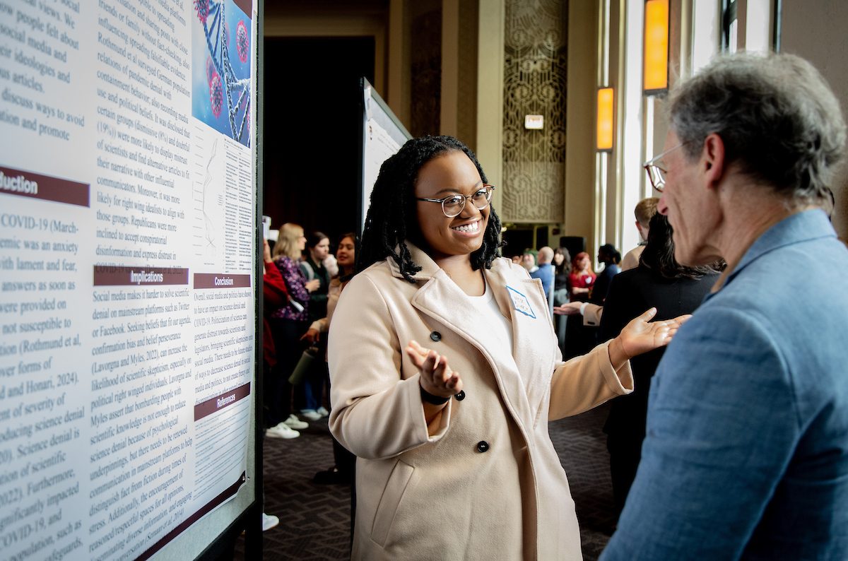 Loyola University Chicago's Undergraduate Research & Engagement Symposium featured presentations on undergraduate research and community engagement projects. The symposium engages the diverse ways undergraduate students advance Loyola’s Jesuit mission of “expanding knowledge in service to humanity through learning, justice, and faith.
