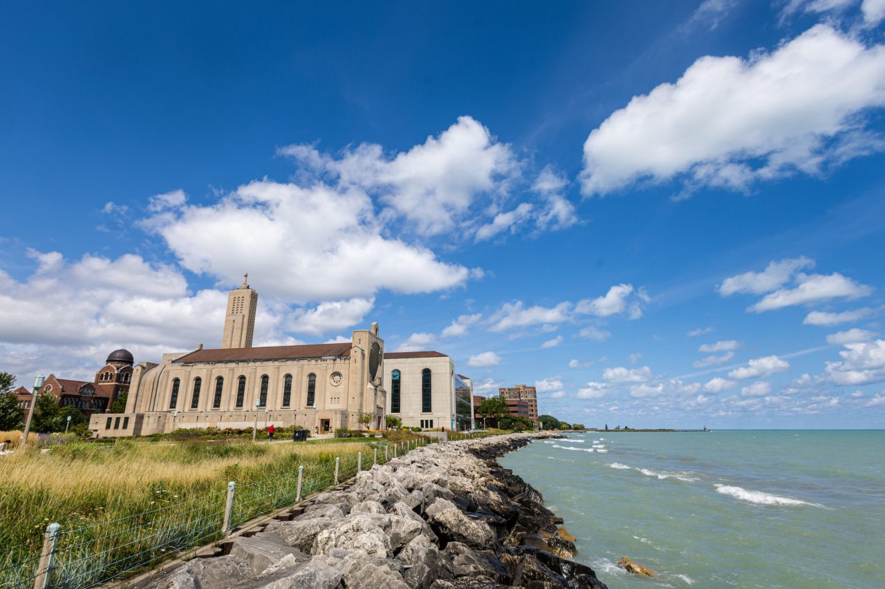 Summer scene from Loyola University Chicago's Lake Shore Campus