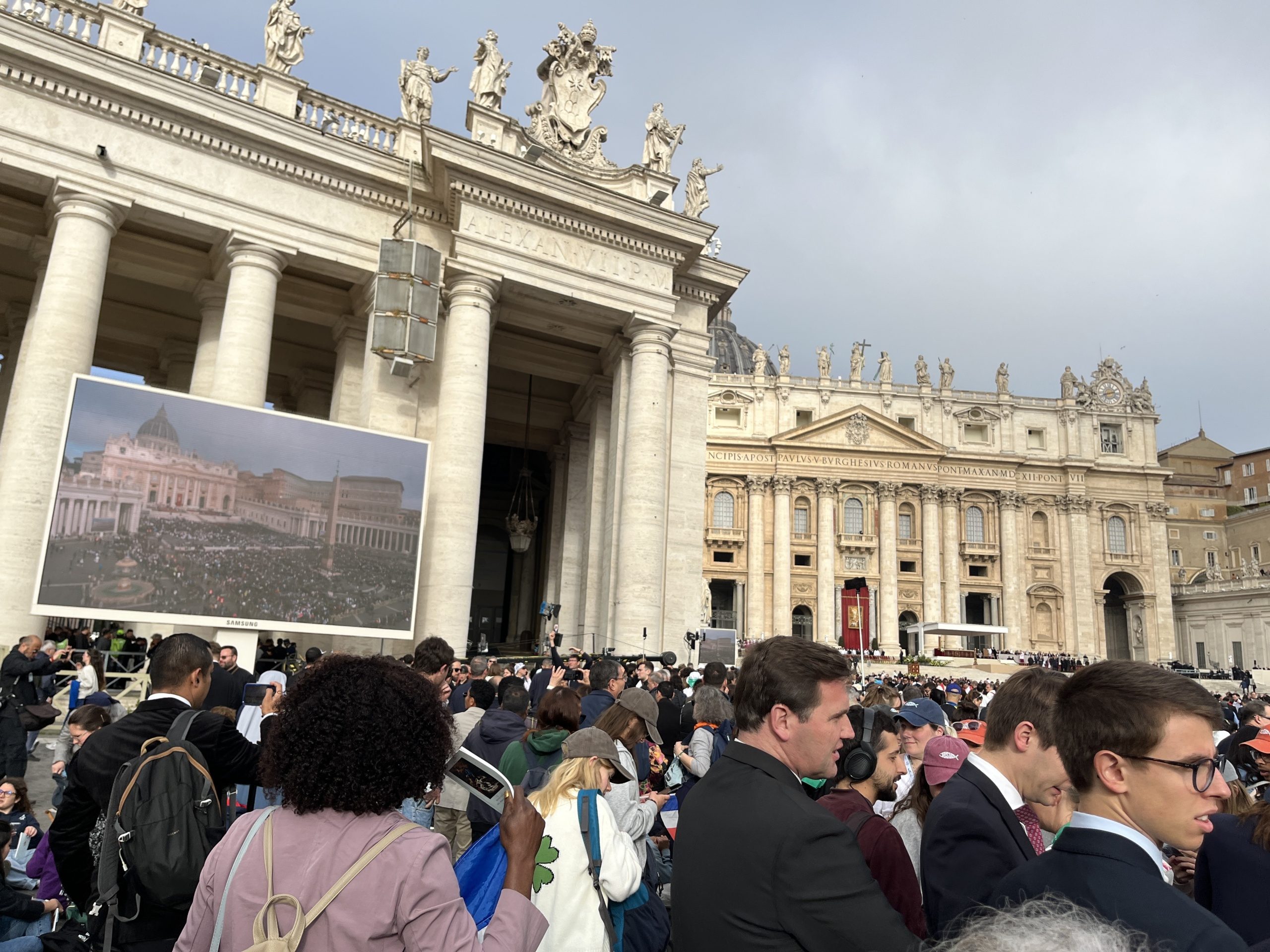 John Felice Rome Center students and faculty visit Vatican City after the death of Pope Francis. (Photo: Rebecca Pawloski)