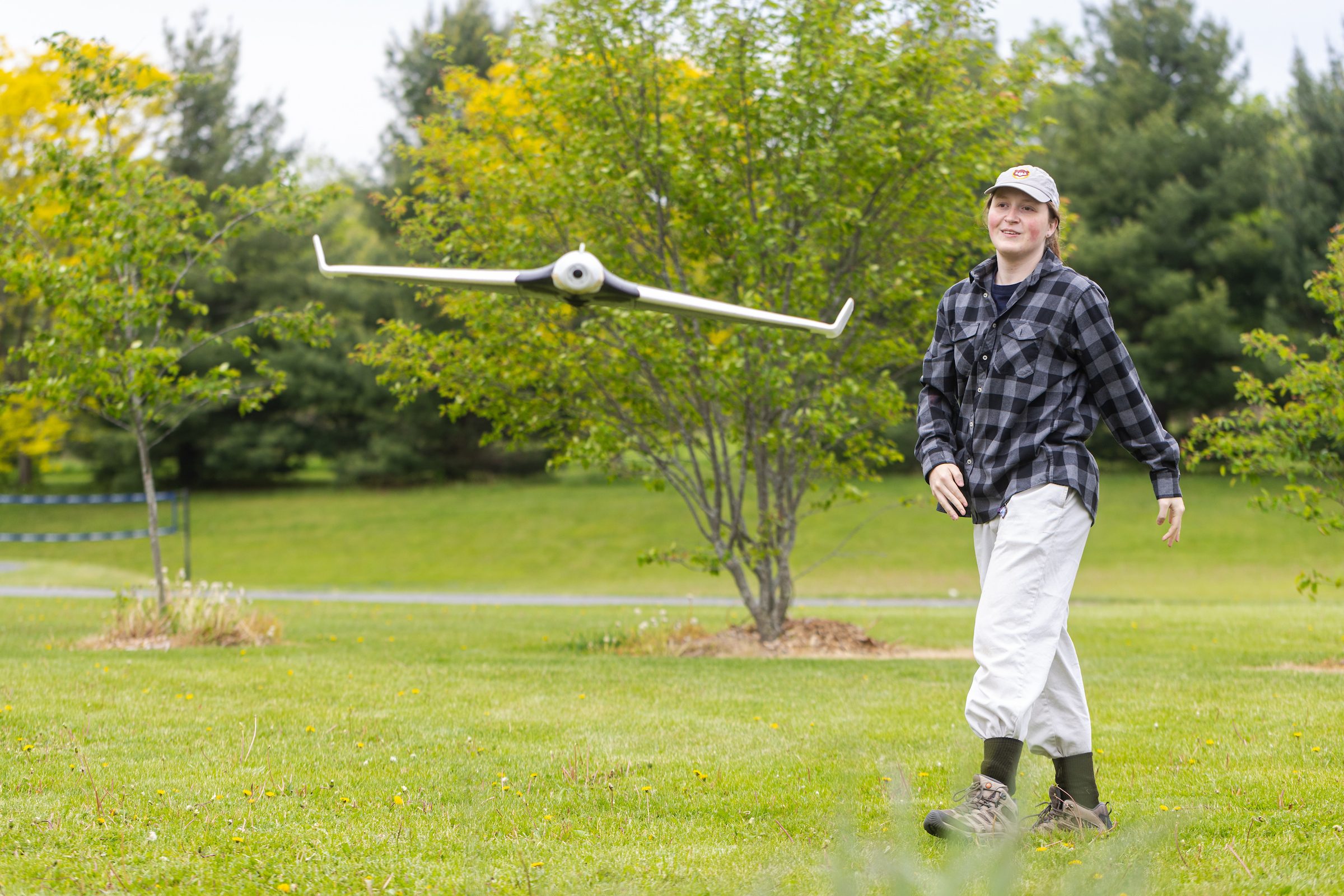 Loyola University Chicago School of Environmental Sustainability students participate in ecologist training and certification programs at the LUREC campus on May 27, 2025. Students learned to fly a drone to gather data on forest topography, among other ecological skills.
