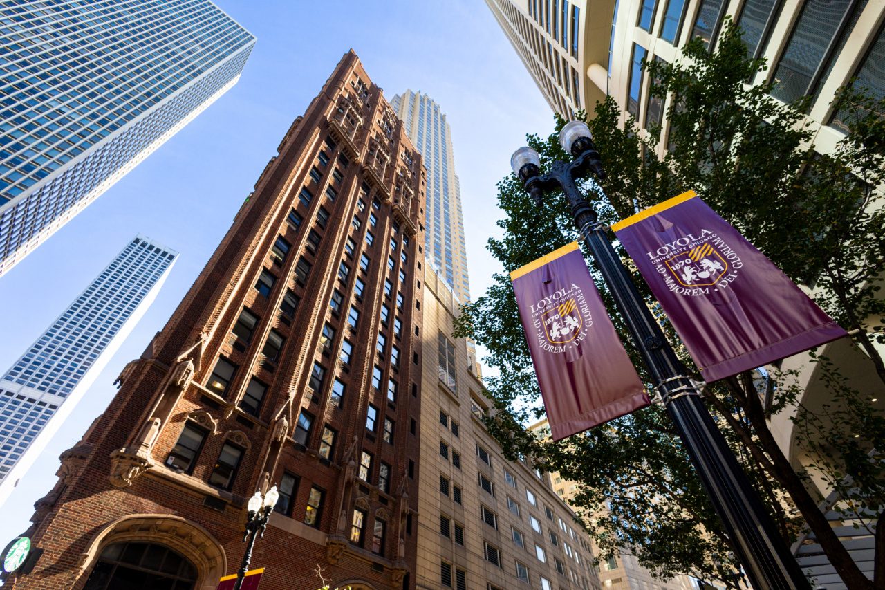 Fall colors pop on Loyola’s Water Tower Campus. (Photo: Lukas Keapproth)
