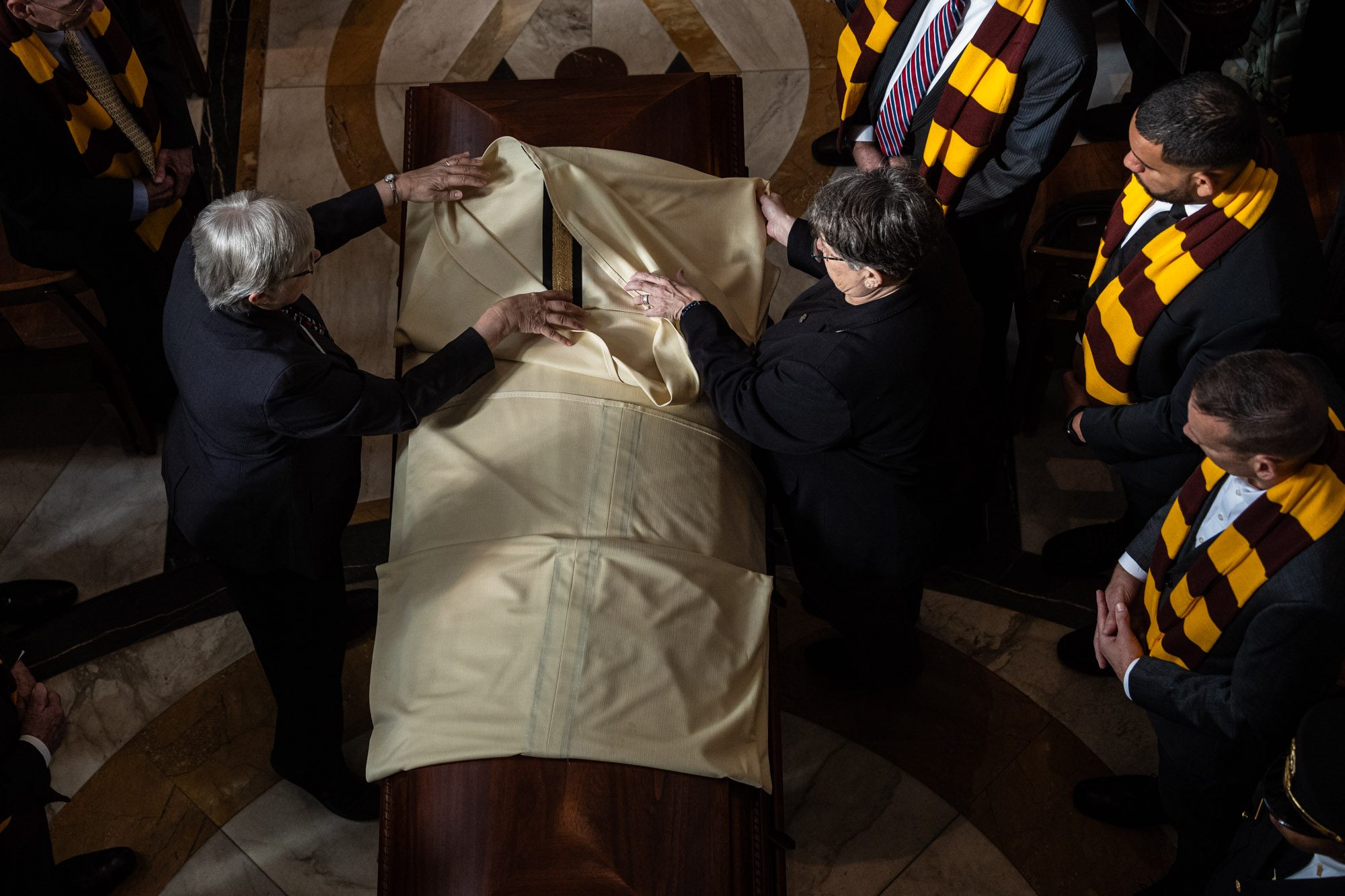 Sister Jean’s casket was draped with a white pall.