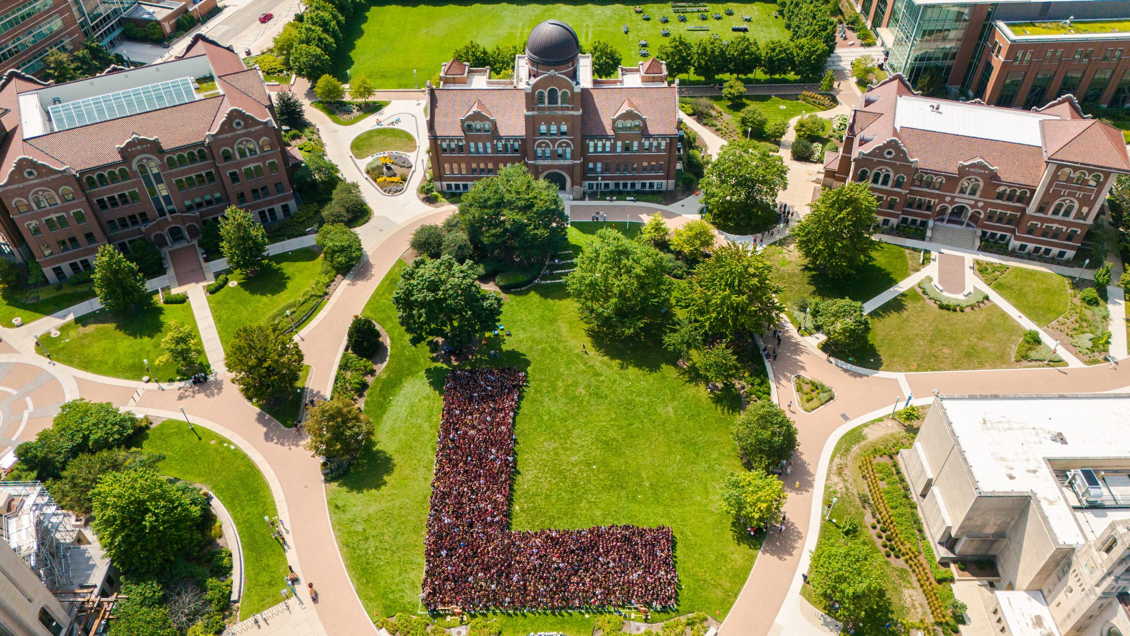 In a show of Rambler spirit before New Student Convocation on August 25, 2025, the Class of 2029 assembled on the East Quad in the shape of an 