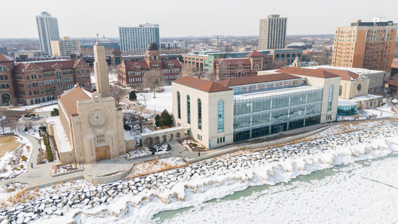 Aerial view of Lake Shore Campus, February 9, 2026. (Photo by: Lukas Keapproth)
