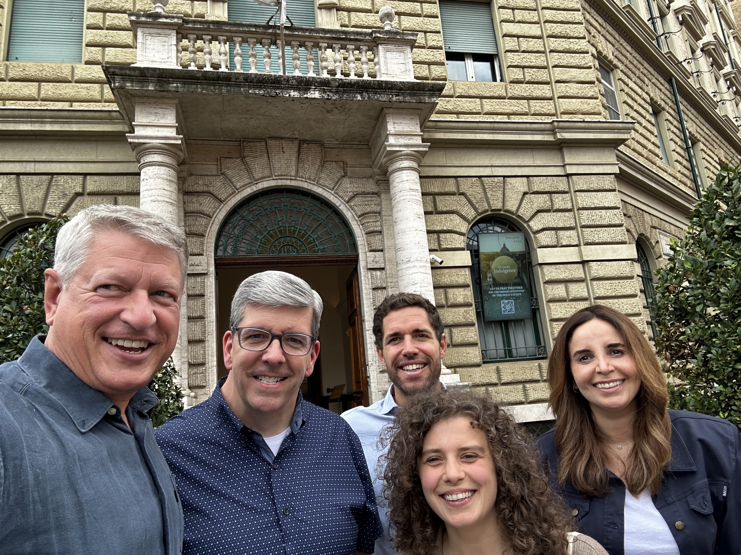 From left: Discerning Leadership Program Executive Director Father David McCallum, S.J., Loyola School of Continuing and Professional Studies Dean Jim Parenti, DLP Director of Operations Pablo Bernal, DLP Project Manager Sofia Camaglia, and DLP Director of the International Accompaniment Network Sandra Chaoul. 