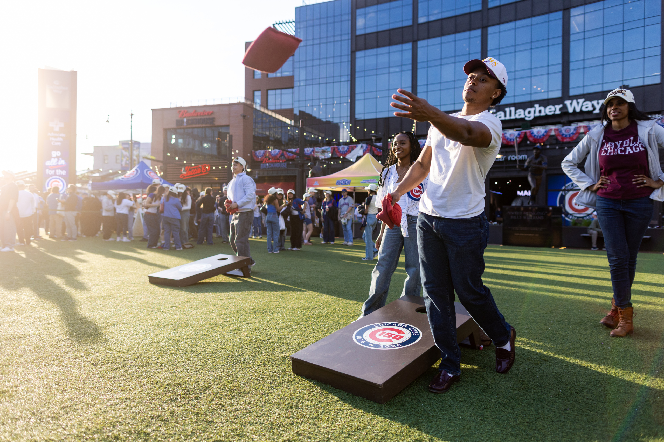 Seniors and alumni attend Loyola Night at Wrigley Field as part of the Senior Send-Off events. 