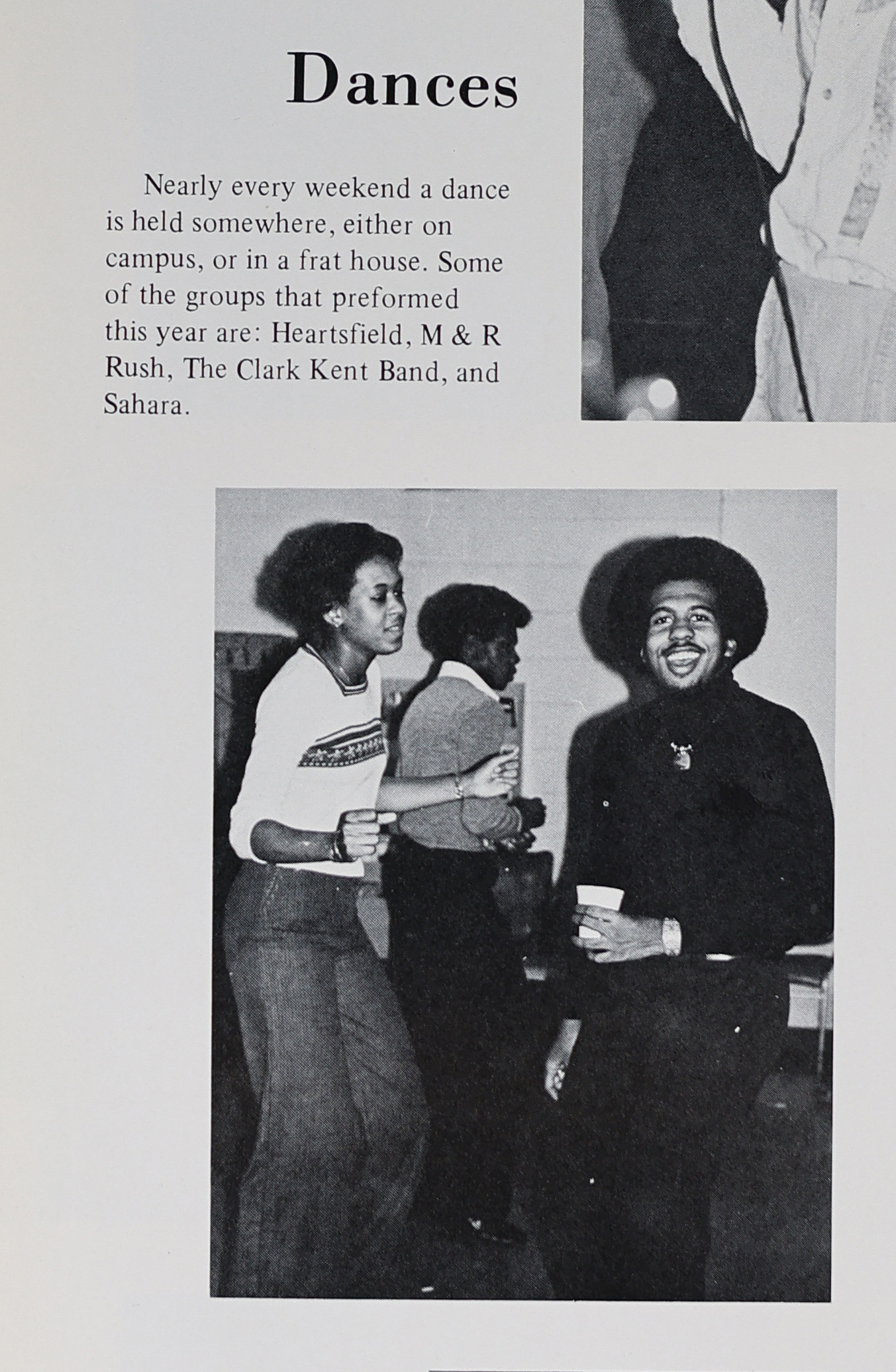 A scan from a Loyola University Chicago yearbook shows a smiling Leslie David Baker at a 1978 dance on campus. (Courtesy of University Archives)