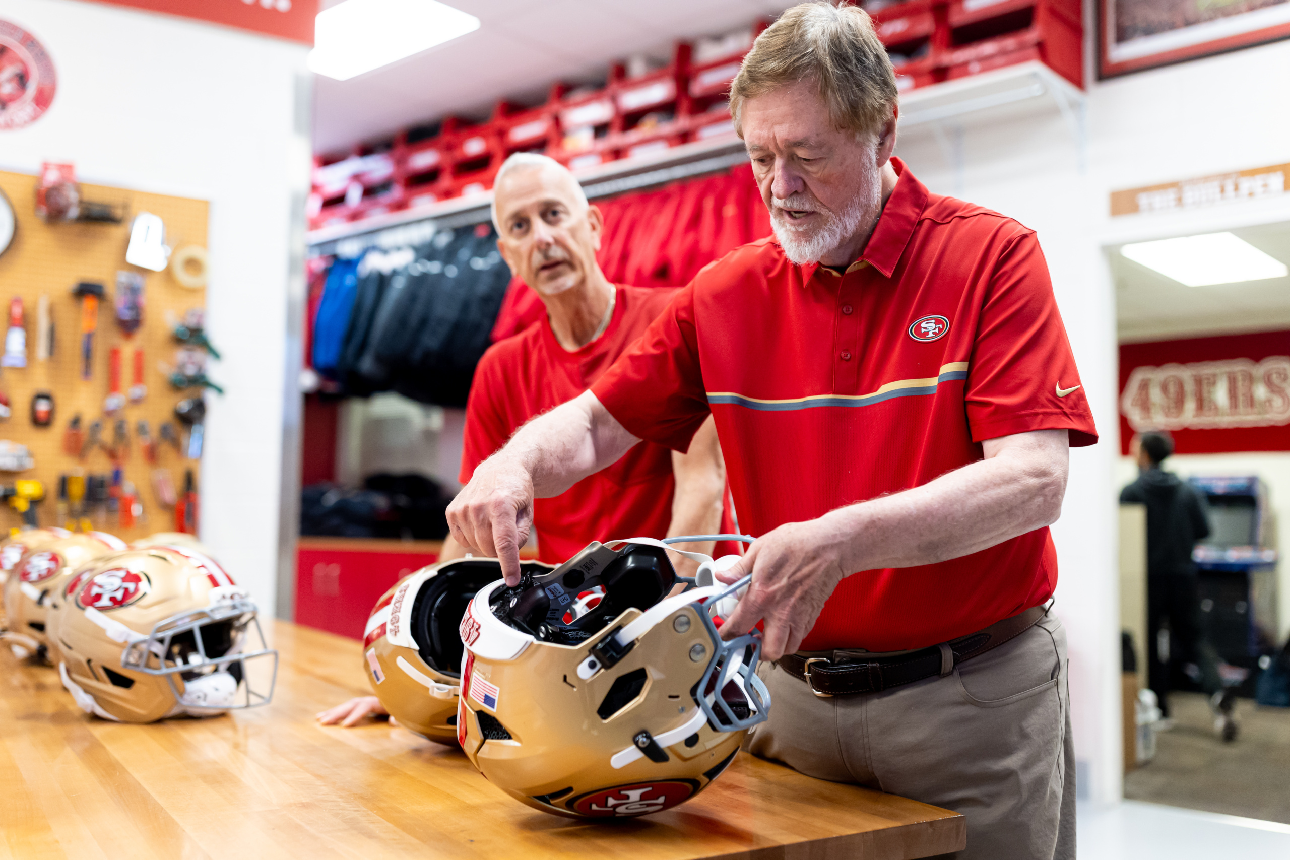 Modern football helmets are printed with 3D technology and are custom-fit to players with cushioning that suits the type of hits sustained by their position.