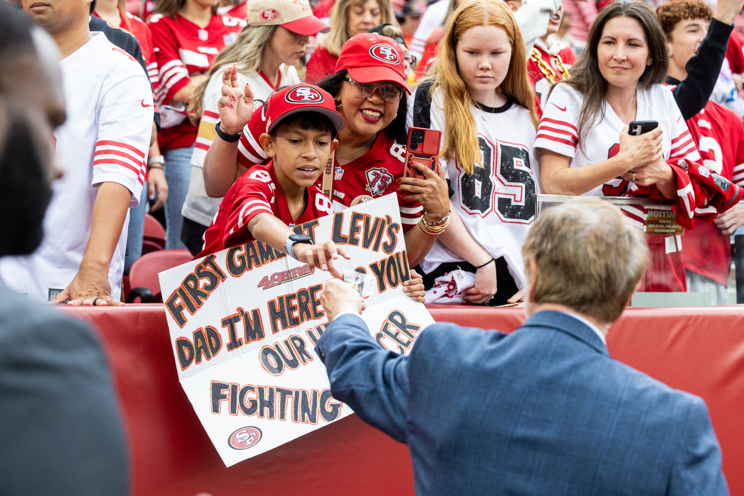 John York greets fans before a San Francisco 49ers game at Levi's® Stadium in September 2025.